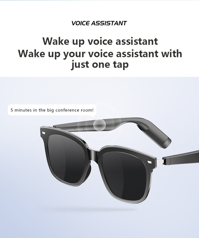 10 ore di tempo musicale occhiali bluetooth neri lucidi con capacità di chiamata 110mAh*2