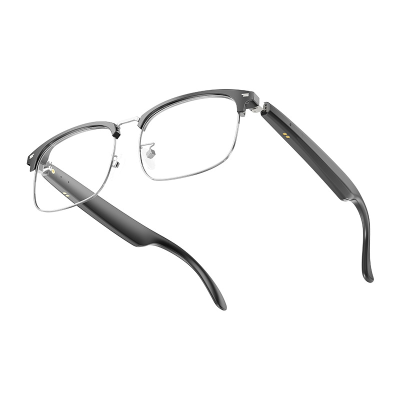 6 ore Bluetooth 5.3 Occhiali wireless intelligenti ultraleggeri per chiamate Nero argento