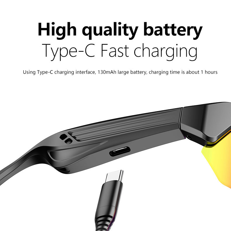 Occhiali Smart Bluetooth per guida BT 5.3 Versione HD Chiama 4-5 ore durata della batteria per giochi/ciclismo/guida/corsa/pesca