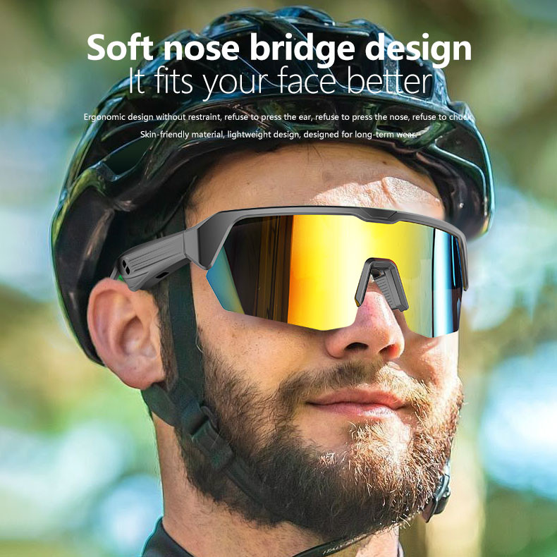 TR Cornice flessibile BT 5.3 Musica 4-5 ore Ciclismo Sport Bluetooth Occhiali da guida