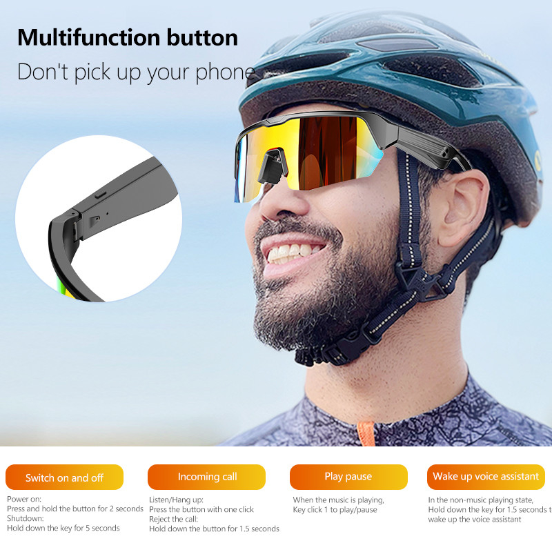 UV 400 Sport Bluetooth Occhiali da guida Bluetooth 5.3 Batteria 50 ore di ciclismo