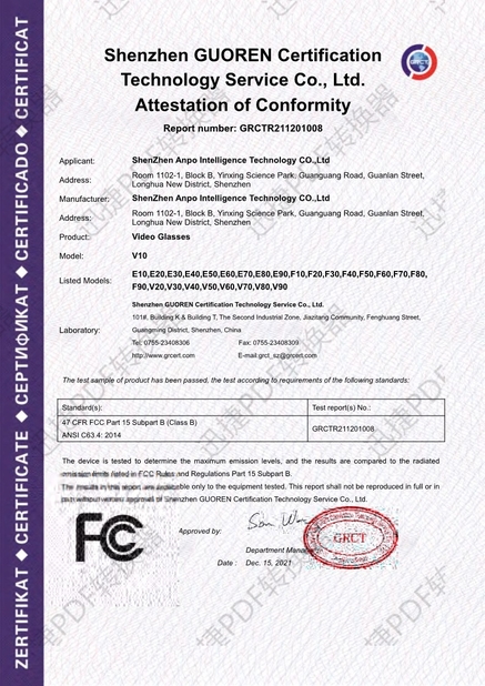 Porcellana Shenzhen Anpo Intelligence Technology Co., Ltd. Certificazioni